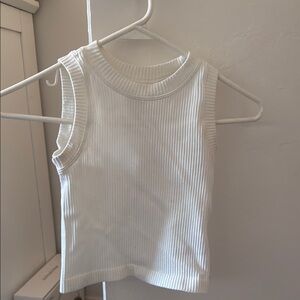 White Ribbed Sleeveless Top